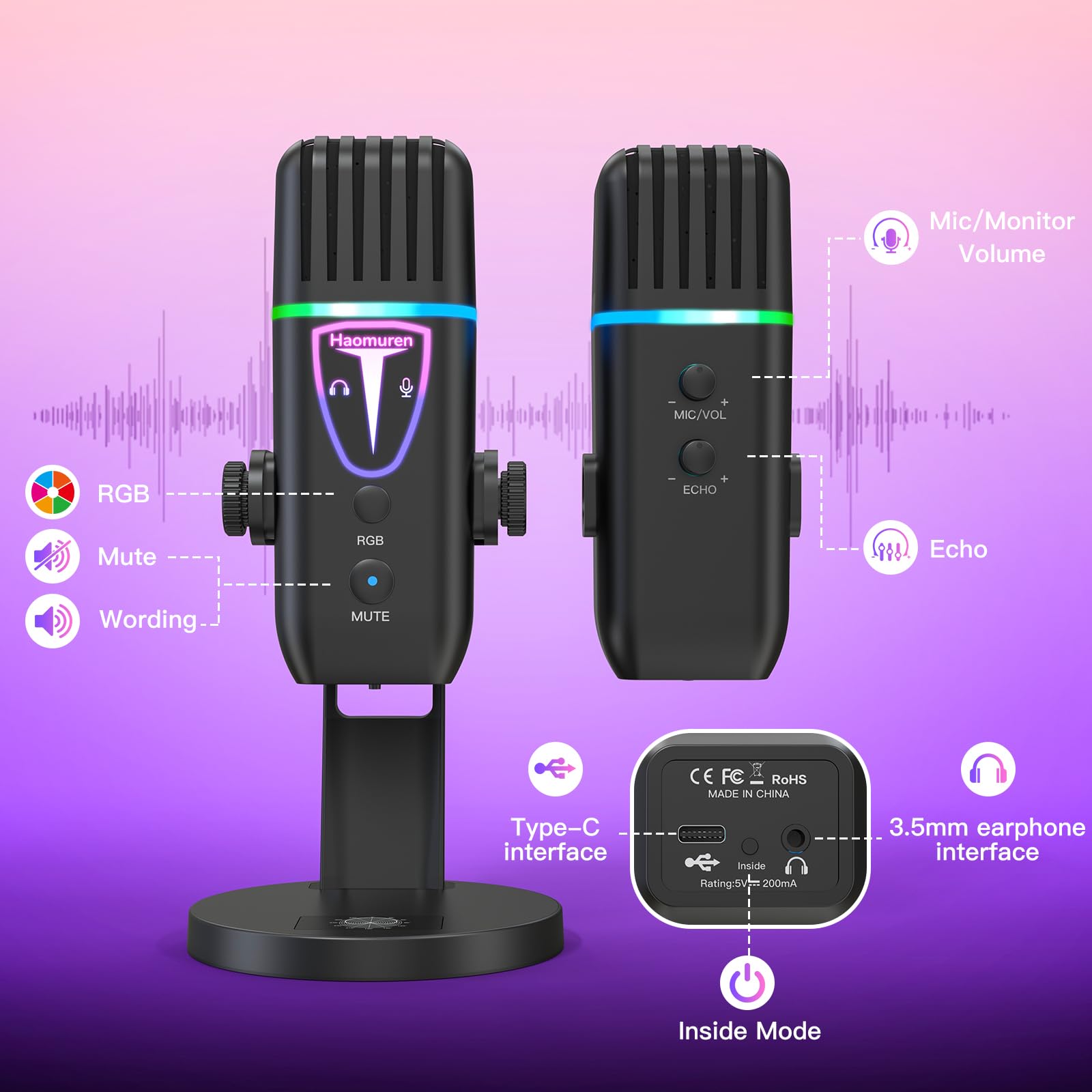 Amazon.com: Haomuren Microphone for iPhone,Noise Cancel USB